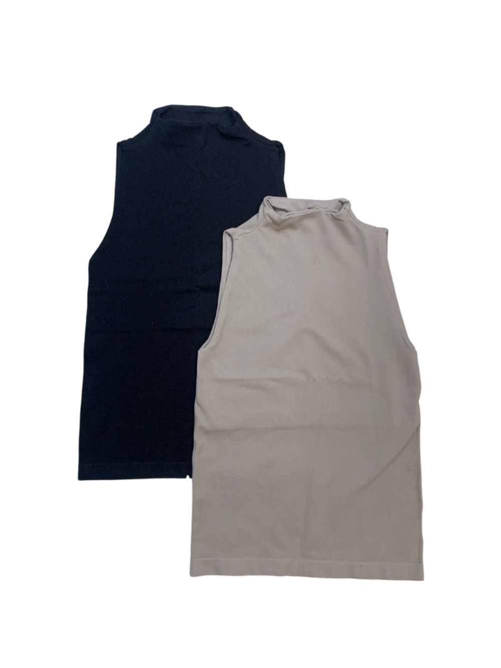 Seamless Tank Top Set Tan Black S / M Mock Neck Capsule Elevated Basics Minimal - Picture 1 of 9